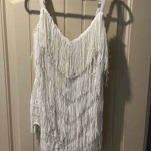 12th Tribe White Fringe Dress